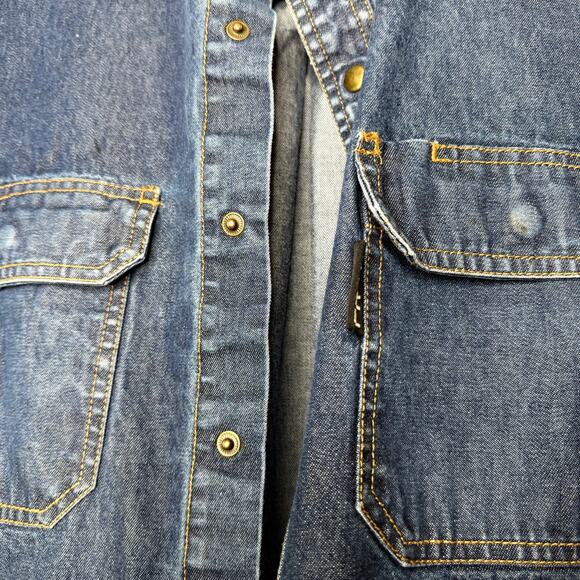 Black Stallion FR Denim Work Shirt Medium Snap Front Utility - Picture 16 of 16